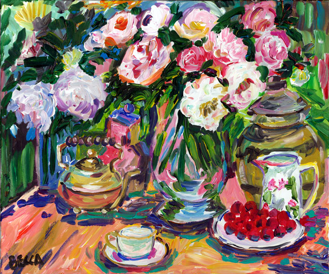 Cherries and Flowers