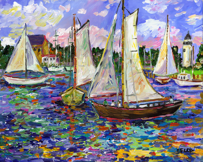 Sailboats Pointy Tower